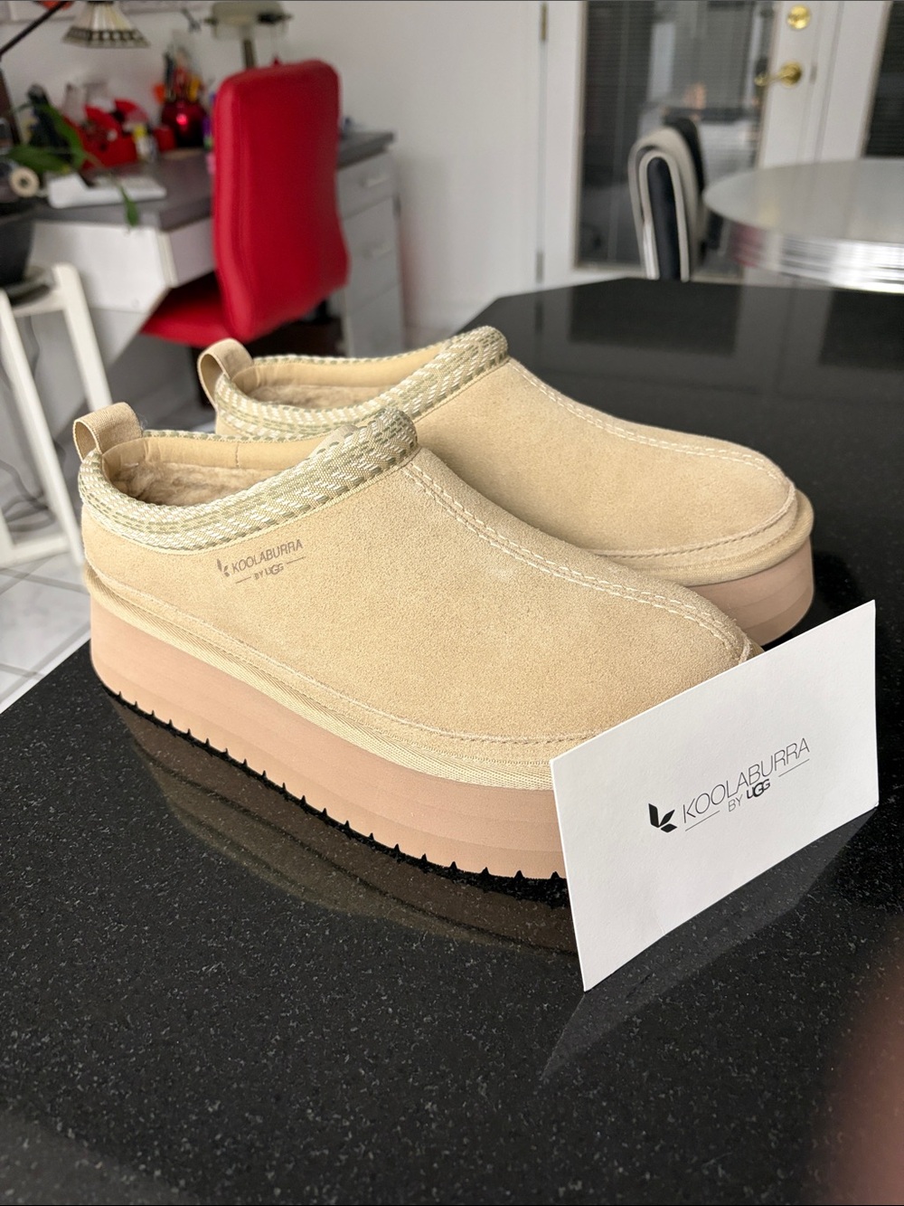 Koolaburra Beige Suede Platform Slip-On Clogs